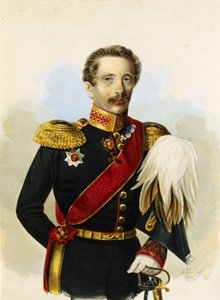 Retrato de Mikhail Grigorievich Khomutov, ataman do Exército Don Cossaco. Trabalho de Alexander Ivanovich Klunder (1802-1875), aguarela sobre papel