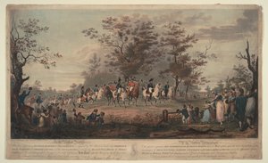 Príncipe Regente, Guilherme III da Prússia, Alexandre I, General Blücher e Hetman Platov revisam tropas de Alexander Ivanovich Sauerweid