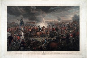 A Batalha de Waterloo - Sauerweid, Alexander Ivanovich (1783-1844) - 1819 - Gravura, aguarela - 61,6x91,3 - Coleção Privada de Alexander Ivanovich Sauerweid