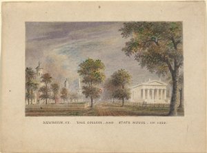 CT de New Haven. Colégio e Casa de Estado de Yale, em 1830 de Alexander Jackson Davis