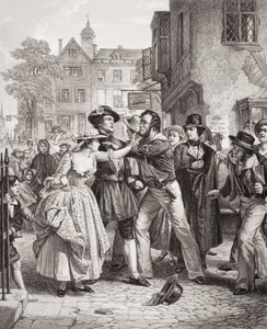 The Press Gang apreendendo um waterman em Tower Hill na manhã de seu dia de casamento, de "Ilustrações de Inglês e Escocês História" Volume II (ver 95977)