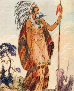 Pocahontas, filha dos chefes nativos americanos que salvou John Smith, 1937