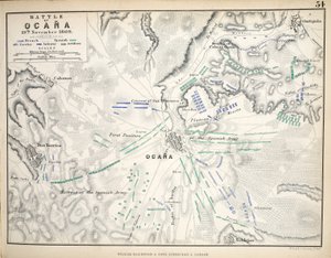 Mapa da Batalha de Ocana, publicado por William Blackwood and Sons, Edimburgo e Londres, 1848 (gravura colorida à mão) de Alexander Keith Johnston