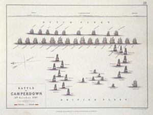 Plano da Batalha de Camperdown, 11 de outubro de 1797, c.1830s de Alexander Keith Johnston