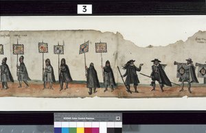 Detalhe de The Huntly Funeral Procession, que teria sido usado para as exéquias de George 1st, Marquês de Huntly