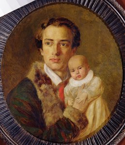 Retrato de Alexander Hearts com seu filho, 1840