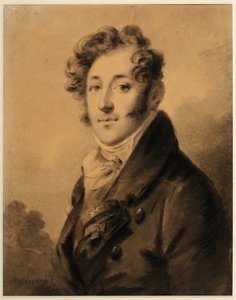 Retrato de Konstantin Yakovlevich Bulgakov (1782-1835) - Obra de Alexandre (Alexandre) Molinari (1772-1831), Sanguíneo e giz sobre papel, cerca de 1800, 28x22,3 cm - (Retrato de Konstantin Yakovlevich Bulgakov, Sanguíneo, giz preto e cor branca em