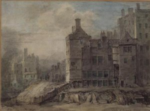 Duke of Argyll House, Edinburgh (aguarela sobre papel) de Alexander Nasmyth