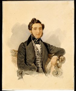 Retrato de Nikolay Mikhaylovich Donaurov (1806-1849) - Aquarelle sur papier de Alexander Briullov (Brioullov) (1798-1877)