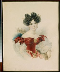 Retrato da Princesa Natalia Viktorovna Kotchoubei (1800-1854) - Aquarela sobre papel de Alexander Briullov (Alexander Briullov) (1798-1877)