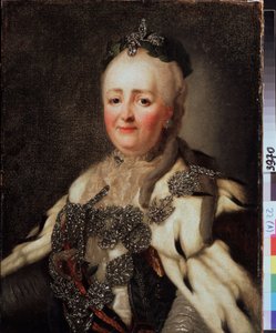 ""Retrato de Catarina II (caterina II) (1729-1796), Imperatriz da Rússia"" Pintura de Alexandre Roslin (1718-1795). State Regional I. Museu de Arte Pozhalostin, Ryasan. de Alexander Roslin