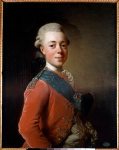 Retrato de Paulo I (1754 - 1801), Imperador da Rússia. Pintura de Alexandre Roslin (1718 - 1793) Ec. Sued. de Alexander Roslin