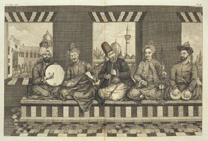 Músicos sírios, prato 4 de "História Natural de Alepo", pub. por Patrick Russell, 1794 de Alexander Russell