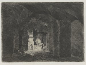 Sistema de túneis subterrâneos em Sint Pietersberg em Maastricht Pres de la Meuse, 11 Eaux-Fortes (título da série)