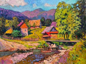 Aldeia de montanha colorida de Alexander Shandor