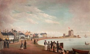 Beach Crescent and Broughty Castle, c.1835 (óleo sobre tela) de Alexander Smith