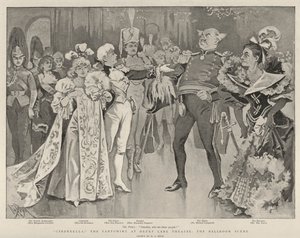 Cinderela, a pantomima no teatro Drury Lane, a cena do salão de baile
