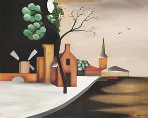 Paisagem de uma aldeia abstrata de Alexander Trifonov