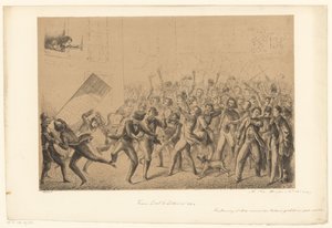 Estudantes em celebração saúdam o seu ídolo Franz Liszt
Franz Liszt em Leiden em 184* (título sobre o objecto)
Do passado (título da série) de Alexander Ver Huell (signed by artist)