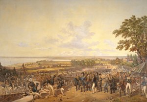 Rei Carl XIV Johan (1763-1844) da Suécia Visitando o Canal Locks em Berg em 1819, 1856 de Alexander Wetterling