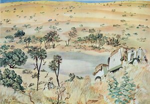 Na saída de uma região de Koprê (Cuvette) de Tehad, de Desenhos e Pinturas da África, executada durante a expedição Citroen Centre Africa, segunda missão Haardt Audouin-Dubreuil, pub. Paris, 1927 de Alexander Yakovlev