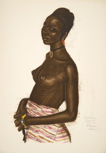 Arima Bossonou. Mulher Kanembou (NGuigmi), de desenhos e pinturas africanos, executada durante a expedição Citroen Centre Afrique, segunda missão Haardt Audouin-Dubreuil, pub. Paris, 1927 (Colou)