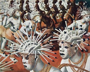 O Ganza (Bambili), de Cartoons and Paintings of Africa, executado durante a expedição Citroen Centre Afrique, segunda missão Haardt Audouin-Dubreuil, pub. Paris, 1927