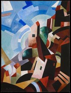 Cidade italiana à beira-mar, c.1917 (óleo e têmpera sobre tela)
