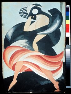 Traje "Máscara Feminina" para uma personagem em "Romeu e Julieta" de William Shakespeare. Gouache por Alexandra Alexandrovna Exter (1882-1949) 1921 Estado Central A. Museu do Teatro Bakhrushin, Moscovo, Rússia de Alexandra Alexandrowna Exter