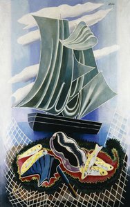 O barco; Le Bateau, c.1936 (óleo sobre tela) de Alexandra Alexandrowna Exter