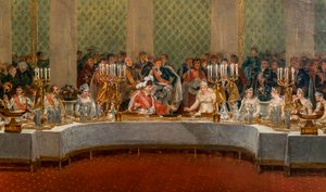 O Banquete do Casamento de Napoleão Bonaparte (1769-1821) e Marie-Louise de Habsburg-Lorraine (1791-1847) 1810 - Detalhe de: Festa do casamento de Napoleão I e Marie-Louise dá no teatro do Palais des Tuileries, 2 de abril de Alexandre Dufay