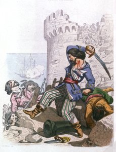 Grammont, pirata francês, c. 1850 (gravura) de Alexandre (after) Debelle