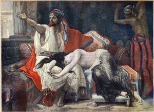 Thamar (Tamar) chora ao colo de Absalão depois de ter sido violada pelo seu irmão Amnon de Alexandre (attr.) Cabanel