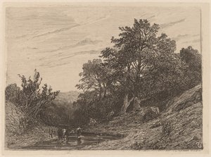 Rebanho em um córrego de Alexandre Calame