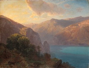 Près de Seelisberg: uma vista do Lac de Lucerne vista de Seelisberg, Suíça, 1862 de Alexandre Calame
