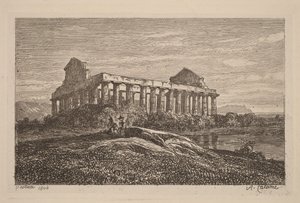 Ruínas em Paestum de Alexandre Calame
