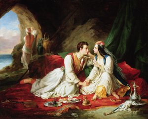 Byron como Don Juan, com Haidee, 1831 de Alexandre Colin