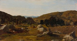 Paisagem perto de Chiusi, Toscana de Alexandre Desgoffe