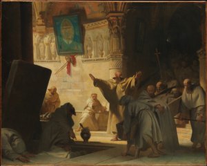 Cena dramática com monges numa cripta de Alexandre Evariste Fragonard