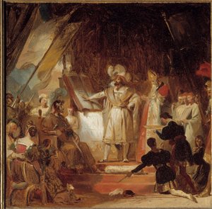 Cavaleiro de armas François I de Bayard (século XVI). A 20 de Janeiro de 1515, François I nomeou o Tenente-General Bayard do Dauphiné. Em Marignan, na noite da vitória, François quis tirar "a ordem do cavalheirismo da sua mão". Assim, o próximo m de Alexandre Evariste Fragonard
