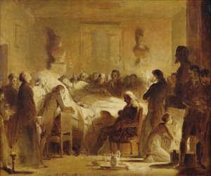 Os últimos momentos de Charles-Ferdinand da França (1778-1820) na sala de administração da Ópera de Paris, 14 de fevereiro de 1820, 1820-50 de Alexandre Evariste Fragonard