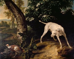 Cena de caça, detalhe da pintura de Alexandre-Francois Desportes (1661-1743), França de Alexandre Francois Desportes