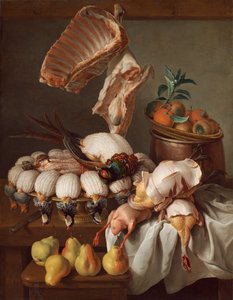 Natureza morta com caça, carne e frutas, 1734. de Alexandre Francois Desportes