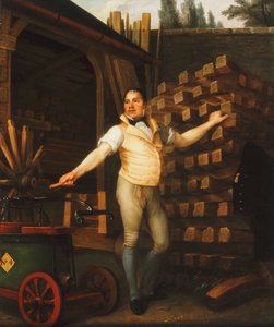 Um fabricante de rodas com um carro de bombeiros no quintal, 1812 de Alexandre François Louis de Girardin