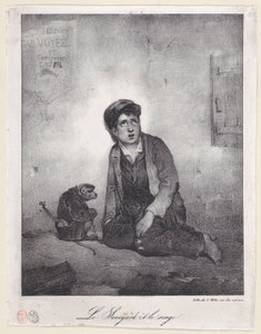 O menino de Savoy e seu macaco, 1823. de Alexandre Gabriel Decamps