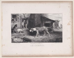 O Canil, da série Hunting Scenes, 1829. de Alexandre Gabriel Decamps