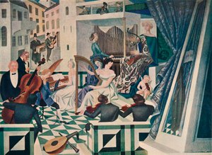 Detalhe da decoração mural em uma sala de concertos em uma casa particular, c1927 de Alexandre Jacovleff