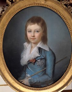 Retrato de Luís XVII (1785-1795) retratado na pintura do golfinho Pastel de Alexander Kucharski (1741-1819). Dim 0,62 x 0,52 m. Versalhes, Castelos de Versalhes e Trianon
