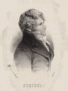 Retrato do pianista e compositor Daniel Steibelt 1765-1823, 1850. de Alexandre Leroux