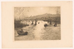 Porto com pôr-do-sol de Alexandre Lunois (signed by artist)